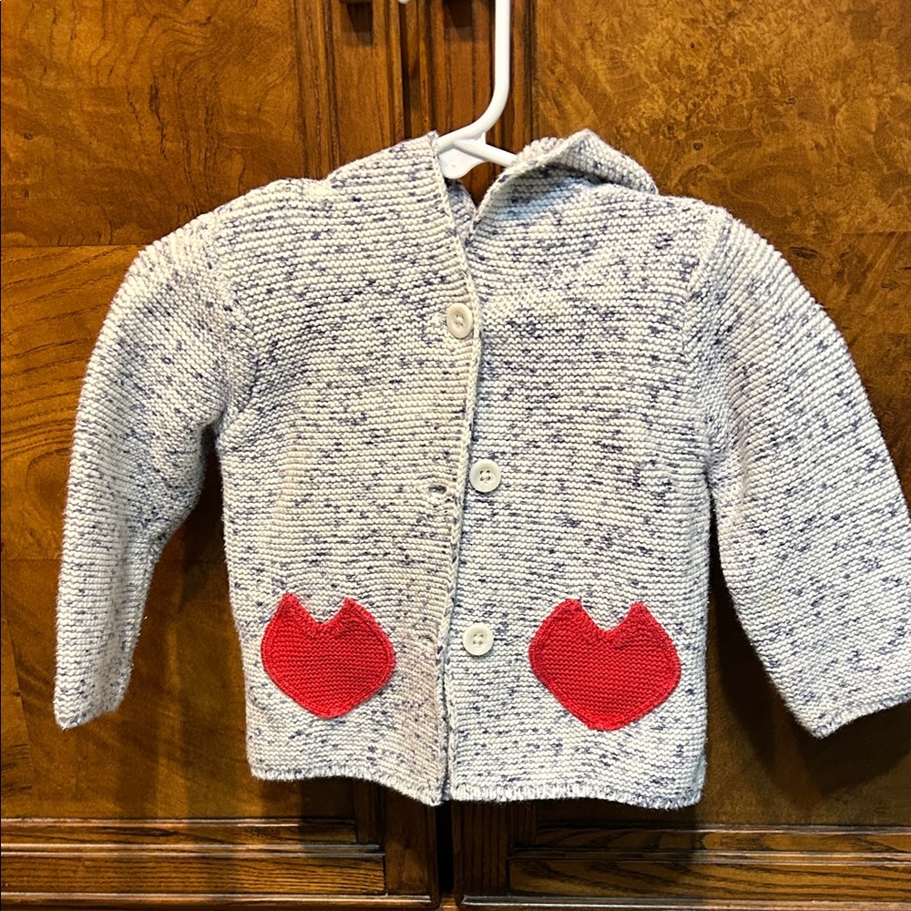 GAP Kids Speckled Cardigan with Red Pockets